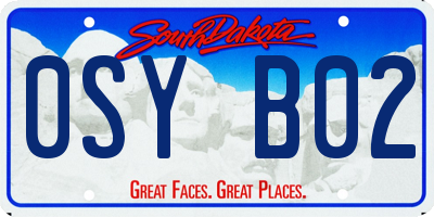 SD license plate 0SYB02