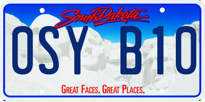 SD license plate 0SYB10