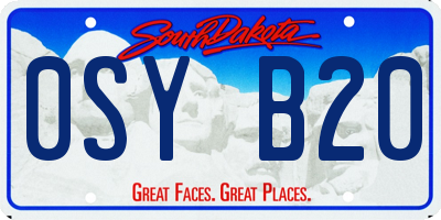 SD license plate 0SYB20