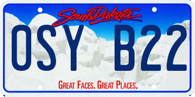 SD license plate 0SYB22