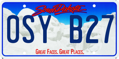 SD license plate 0SYB27