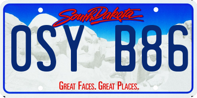 SD license plate 0SYB86