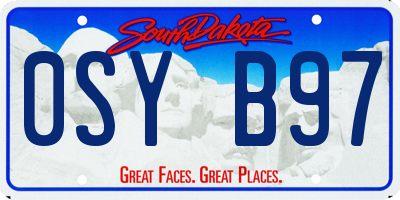 SD license plate 0SYB97