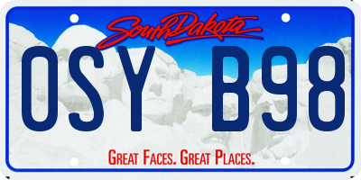 SD license plate 0SYB98