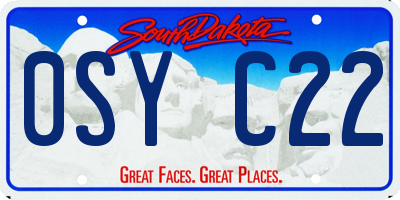 SD license plate 0SYC22