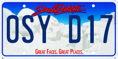 SD license plate 0SYD17