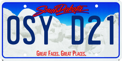 SD license plate 0SYD21