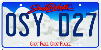 SD license plate 0SYD27