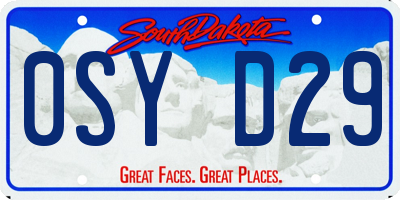 SD license plate 0SYD29