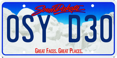 SD license plate 0SYD30
