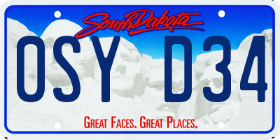 SD license plate 0SYD34