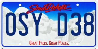 SD license plate 0SYD38