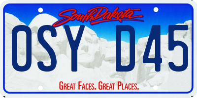 SD license plate 0SYD45