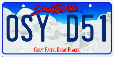 SD license plate 0SYD51