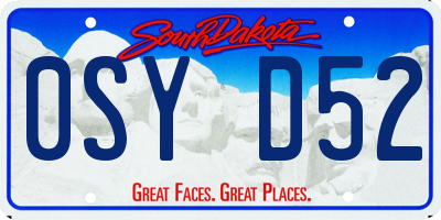 SD license plate 0SYD52