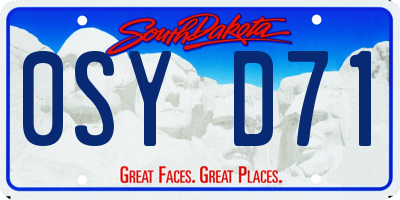 SD license plate 0SYD71