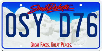 SD license plate 0SYD76