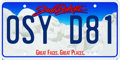 SD license plate 0SYD81