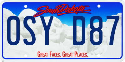 SD license plate 0SYD87