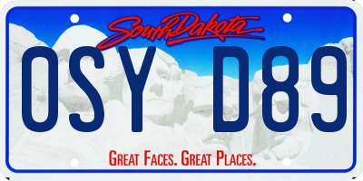 SD license plate 0SYD89