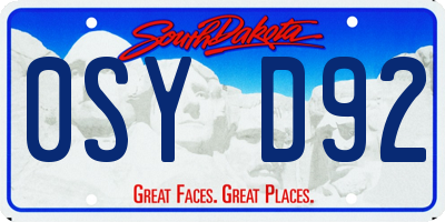 SD license plate 0SYD92