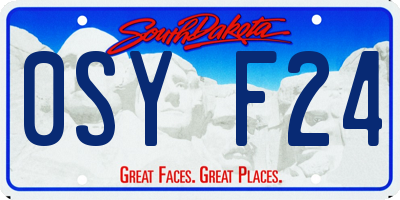 SD license plate 0SYF24