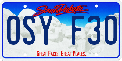 SD license plate 0SYF30