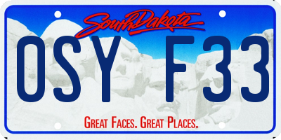 SD license plate 0SYF33