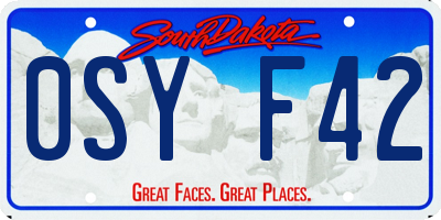 SD license plate 0SYF42