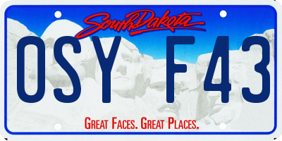 SD license plate 0SYF43