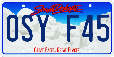 SD license plate 0SYF45