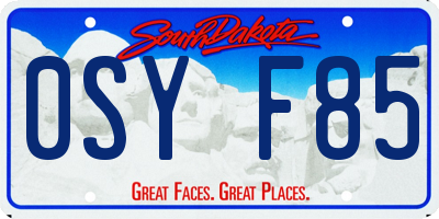 SD license plate 0SYF85