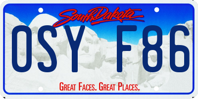 SD license plate 0SYF86