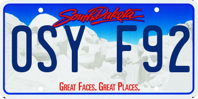 SD license plate 0SYF92