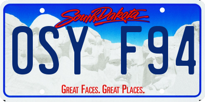 SD license plate 0SYF94