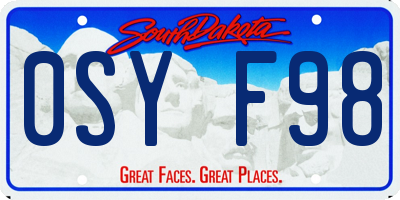 SD license plate 0SYF98
