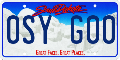 SD license plate 0SYG00