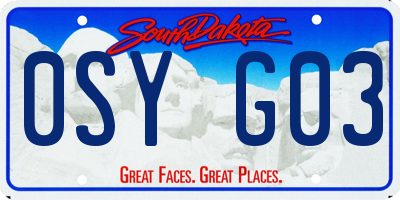 SD license plate 0SYG03