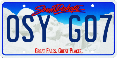 SD license plate 0SYG07