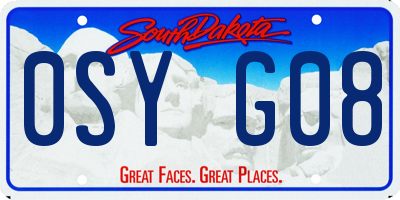 SD license plate 0SYG08