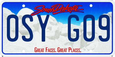 SD license plate 0SYG09