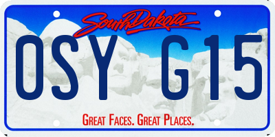 SD license plate 0SYG15