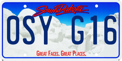 SD license plate 0SYG16