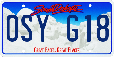 SD license plate 0SYG18
