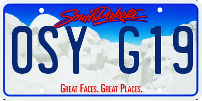 SD license plate 0SYG19