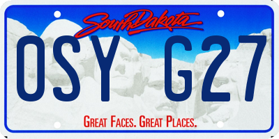 SD license plate 0SYG27