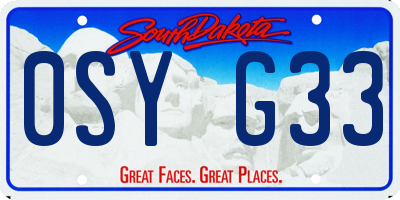 SD license plate 0SYG33