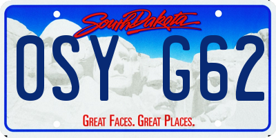 SD license plate 0SYG62