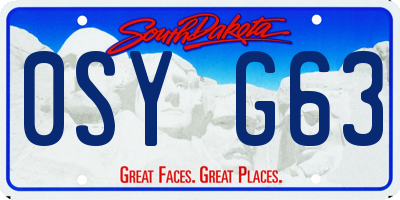 SD license plate 0SYG63
