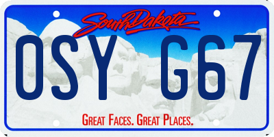 SD license plate 0SYG67